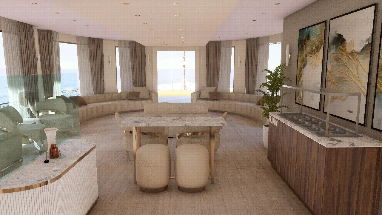 Bar and social space aboard Le Yacht I