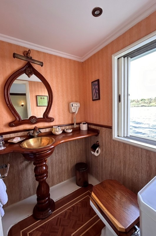 Private cabin bathroom aboard Queen Farida