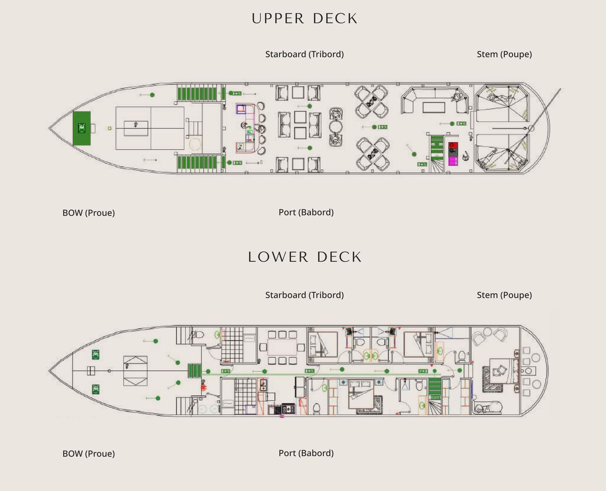 Queens by TIME upper and lower deck plan