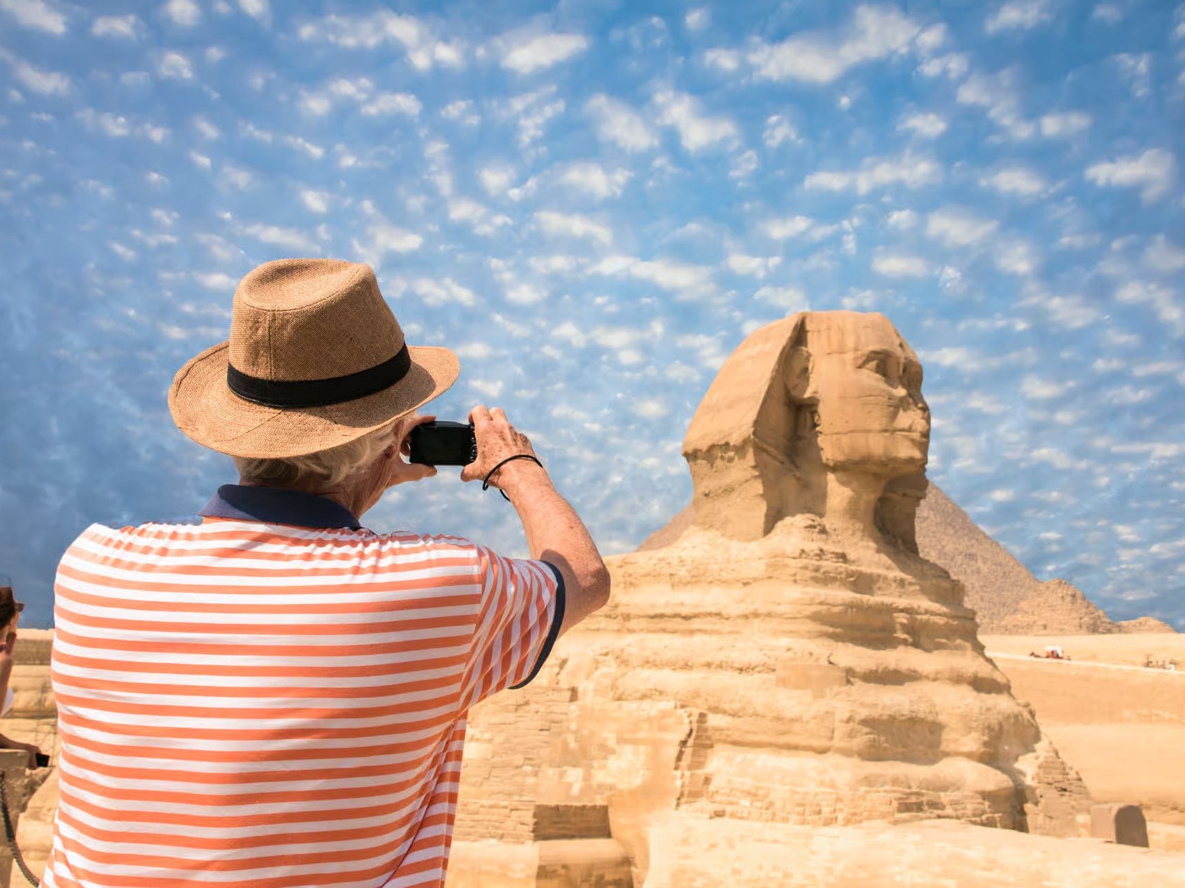 Tourist photographing the Great Sphinx